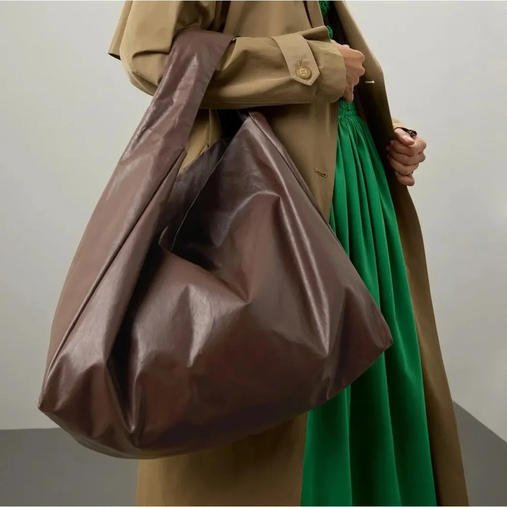 1 DAY SALE Kassl editions Tote shoulder skai dark brown faux leather tote bag